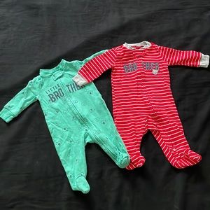 Carter’s 3 months “little brother” zip up jammies